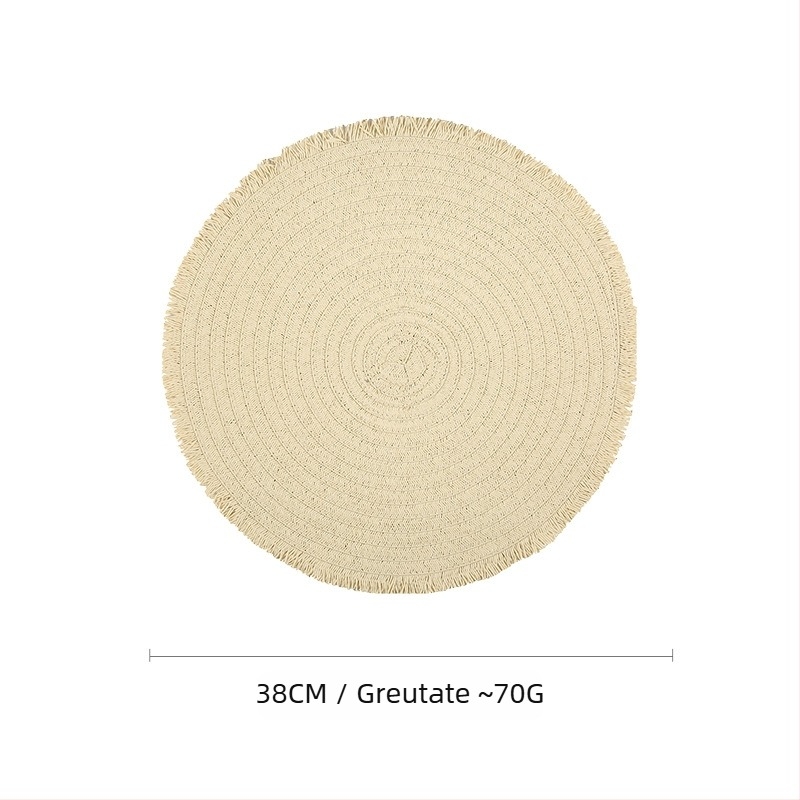 Placă de masă din hârtie împletită – ecologică, izolație termică, anti-arzare, decorativă; material: hârtie; model: uni; formă: rotundă, pătrată, neregulată; biodegradabil