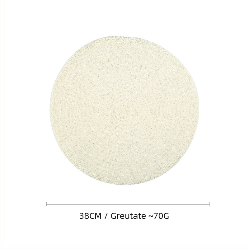 Placă de masă din hârtie împletită – ecologică, izolație termică, anti-arzare, decorativă; material: hârtie; model: uni; formă: rotundă, pătrată, neregulată; biodegradabil