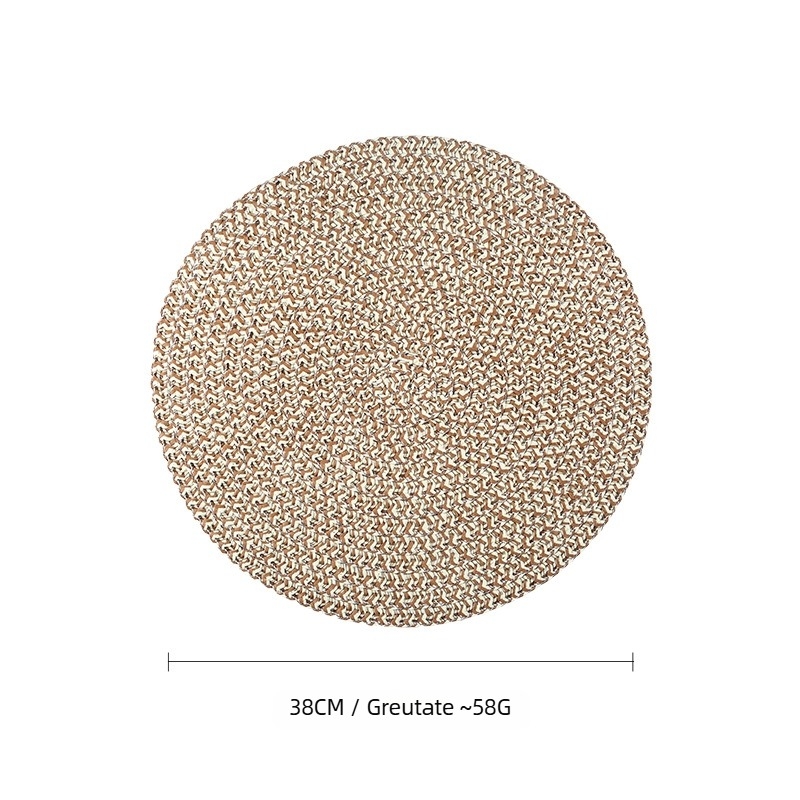 Placă de masă din hârtie împletită – ecologică, izolație termică, anti-arzare, decorativă; material: hârtie; model: uni; formă: rotundă, pătrată, neregulată; biodegradabil