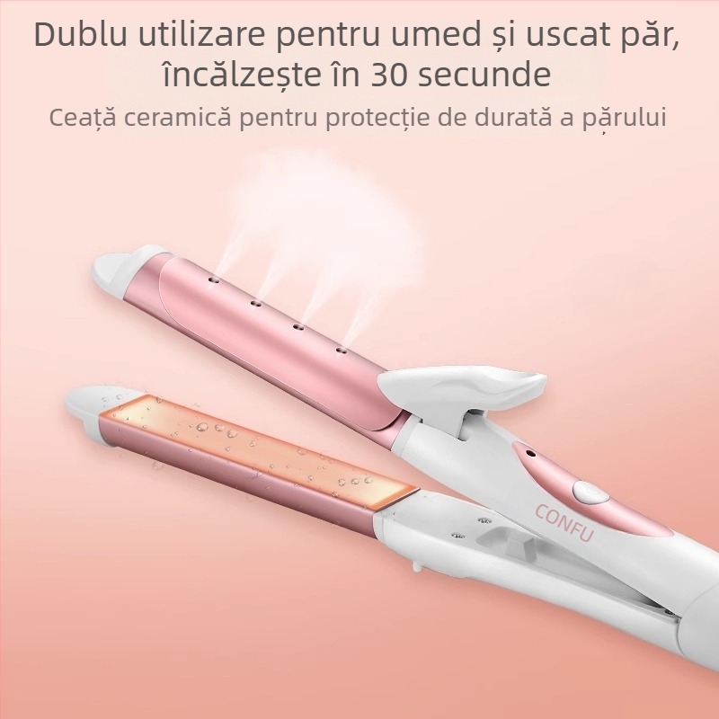 Koji placă duală pentru îndreptare și ondulare, cu titaniu, tambur 21–30 mm, alimentare prin cablu AC, temperatură reglabilă, 42 W