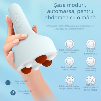 Dispozitiv de masaj pentru abdomen cu Bianstone, masaj prin frământare, baterie Li-ion încorporată, control prin buton, 6 moduri + lumină roșie, greutate 369 g