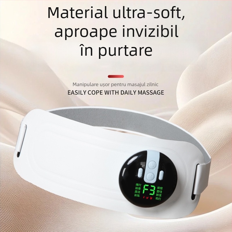 Bandă de masaj EMS cu puls, alimentare USB, control mecanic, încălzire prin compresie, până la 4 capete de masaj, transmisie variabilă continuă