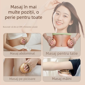 Gua sha placă și instrument, perie meridiană, Zhebao, lemn, masaj pentru sănătate