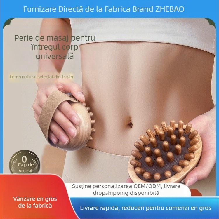 Gua sha placă și instrument, perie meridiană, Zhebao, lemn, masaj pentru sănătate