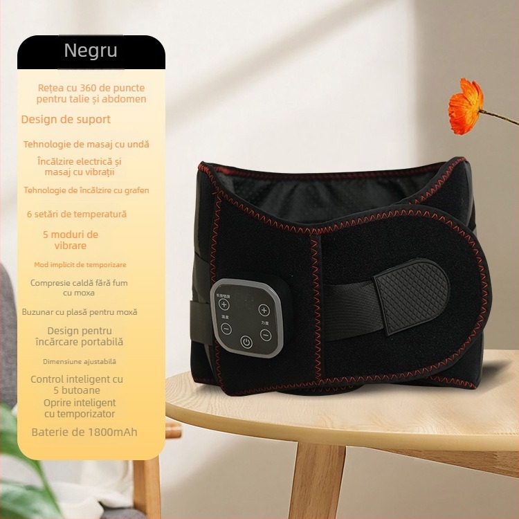 Masaj de talie wireless cu încălzire din grafen, compresie caldă și vibrație, motoare duale