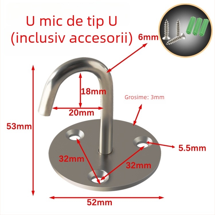Cârlig de tavan din oțel inoxidabil pentru perdea de proiecție, design modern minimalist, finisaj nichelat, suprafață cu model de sârmă — Jin Aoding