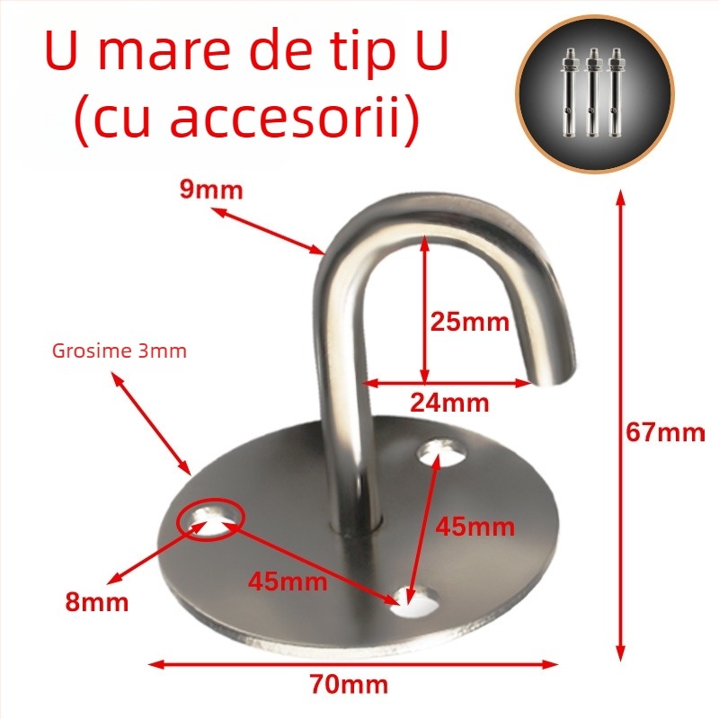 Cârlig de tavan din oțel inoxidabil pentru perdea de proiecție, design modern minimalist, finisaj nichelat, suprafață cu model de sârmă — Jin Aoding