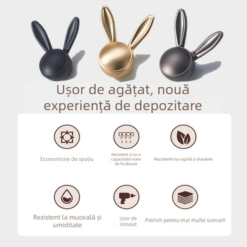 Cuier pentru haine în formă de iepure – aliaj de zinc, stil Nordic, pentru dulap, finisaj vopsit (aliaj de zinc; stil Nordic; pentru dulap; finisaj vopsit)