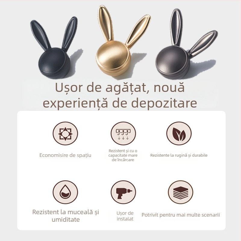 Cuier pentru haine în formă de iepure – aliaj de zinc, stil Nordic, pentru dulap, finisaj vopsit (aliaj de zinc; stil Nordic; pentru dulap; finisaj vopsit)