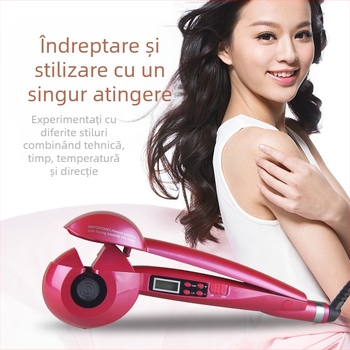 Ondulator de păr cu design melc, afișaj LCD, ondulator electric automat — tambur din turmalin ceramic, diametru <15 mm, control temperatură 1 treaptă, 50W, model 11