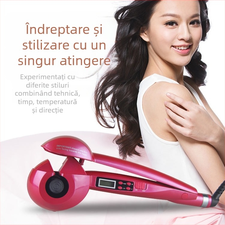 Ondulator de păr cu design melc, afișaj LCD, ondulator electric automat — tambur din turmalin ceramic, diametru <15 mm, control temperatură 1 treaptă, 50W, model 11