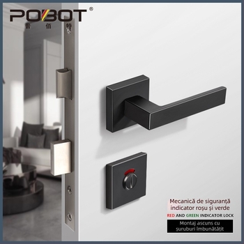 Încuietoare de ușă cu indicator pentru interior, model PBT-55, indicator pătrat, material aliaj zinc, tip mâner, potrivit pentru uși din lemn și metal