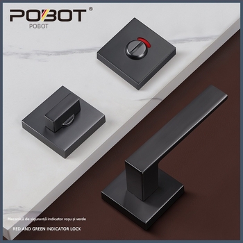 Încuietoare de ușă cu indicator pentru interior, model PBT-55, indicator pătrat, material aliaj zinc, tip mâner, potrivit pentru uși din lemn și metal