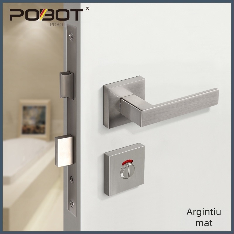 Încuietoare de ușă cu indicator pentru interior, model PBT-55, indicator pătrat, material aliaj zinc, tip mâner, potrivit pentru uși din lemn și metal