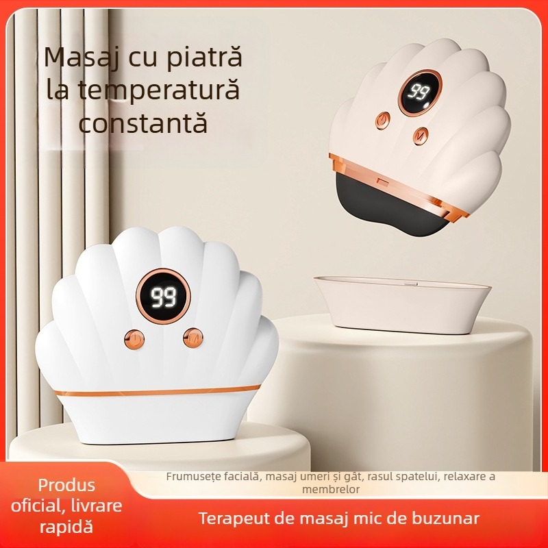 Dispozitiv electric pentru masaj facial cu încălzire și vibrații, alimentare USB, 3 viteze, corp ABS, baterie 500 mAh