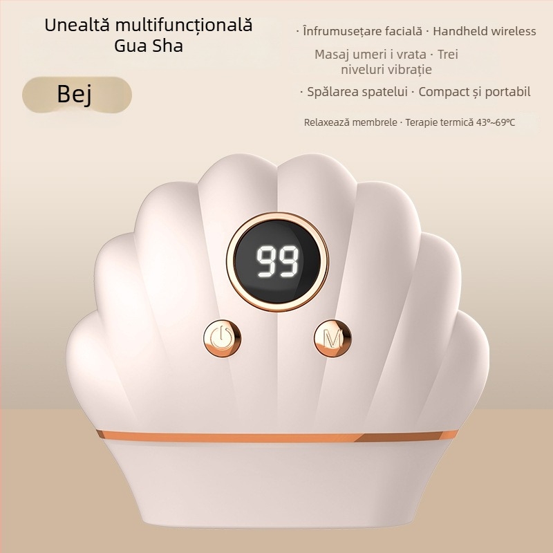 Dispozitiv electric pentru masaj facial cu încălzire și vibrații, alimentare USB, 3 viteze, corp ABS, baterie 500 mAh