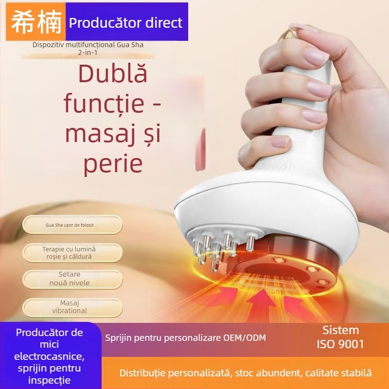 Dispozitiv electric de cupping și scraping All-in-One, Modelul G16, Reîncărcabil, control temperatură 45–55°C, baterie 1200mAh, carcasă ABS
