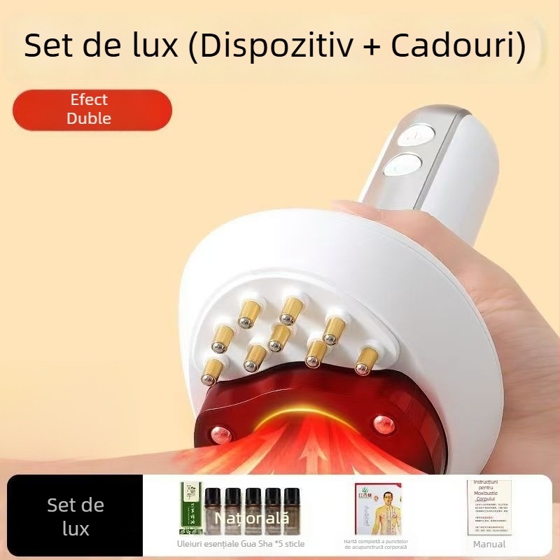 Dispozitiv electric de cupping și scraping All-in-One, Modelul G16, Reîncărcabil, control temperatură 45–55°C, baterie 1200mAh, carcasă ABS
