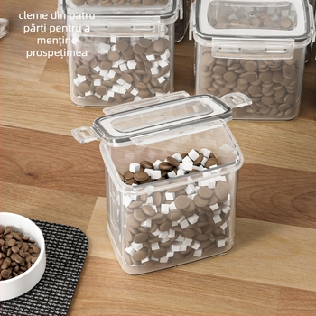 Container din plastic pentru depozitarea hranei pentru animale de companie, etanș, rezistent la umiditate, 800–1000 ml, Yanghua
