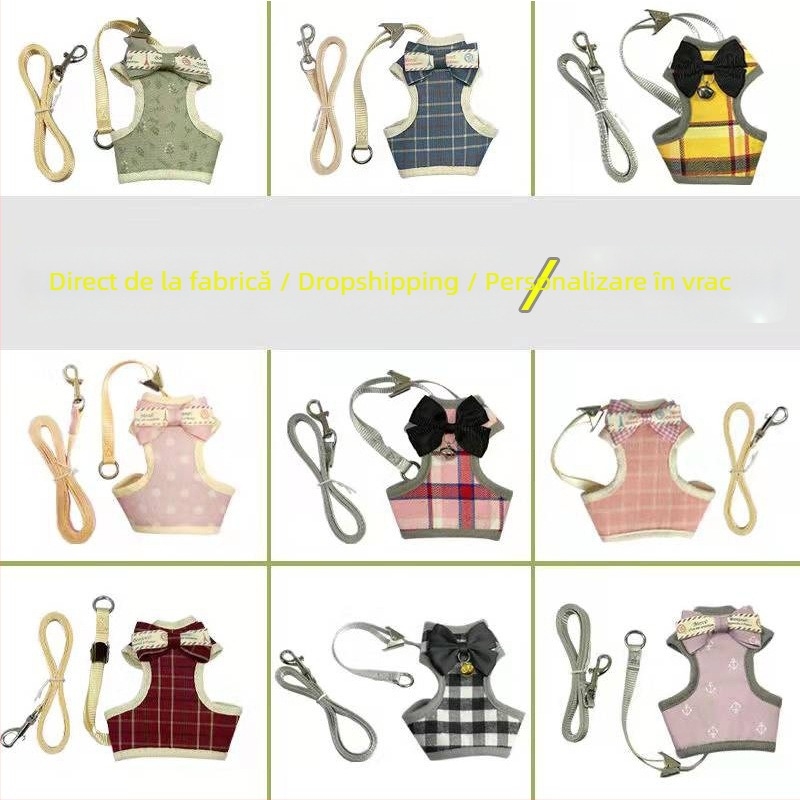 Hamă vestă pentru pisici cu lesă (Traction Belt) — Anti-Escape, Poliester, Lungime fixă, Pentru pisici, Brand: Mrqim