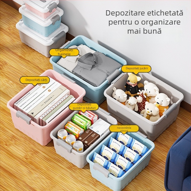 Cutie de depozitare din plastic PP, organizator multifuncțional, rezistent la praf, portabil pentru lenjerie, haine, jucării, cosmetică
