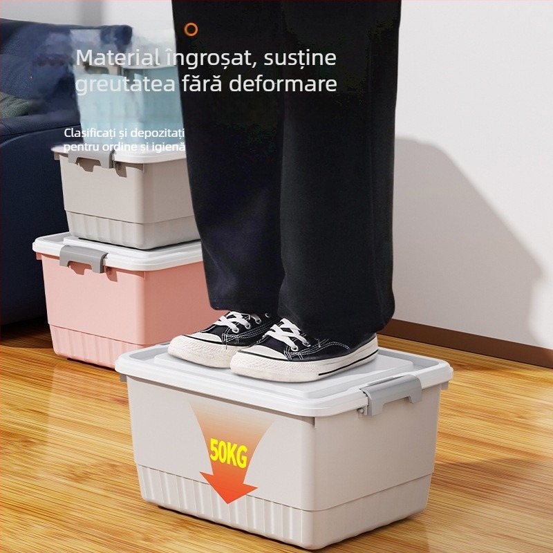 Cutie de depozitare din plastic PP, organizator multifuncțional, rezistent la praf, portabil pentru lenjerie, haine, jucării, cosmetică