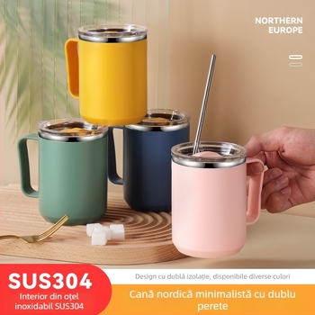 SEAL LOCK cană din oțel inoxidabil 304, cu mâner și capac, stil INS