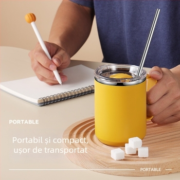 SEAL LOCK cană din oțel inoxidabil 304, cu mâner și capac, stil INS