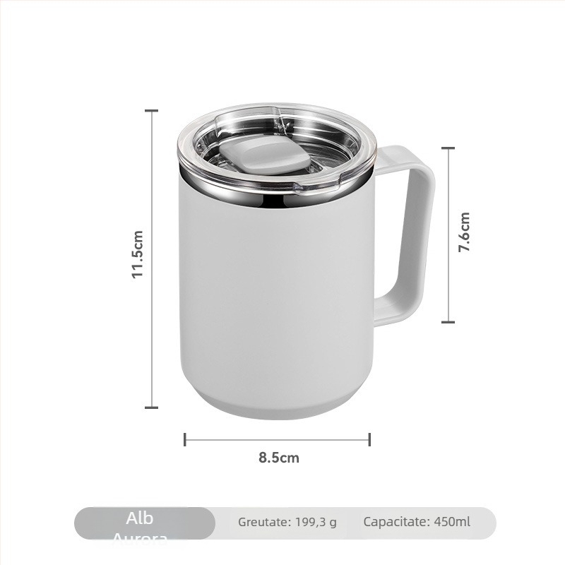 SEAL LOCK cană din oțel inoxidabil 304, cu mâner și capac, stil INS