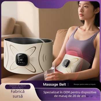 Masaj de talie cu impuls EMS, încălzire prin microcurent, vibrație și compresie caldă, 4 capete de masaj, alimentare pe baterie YM-03