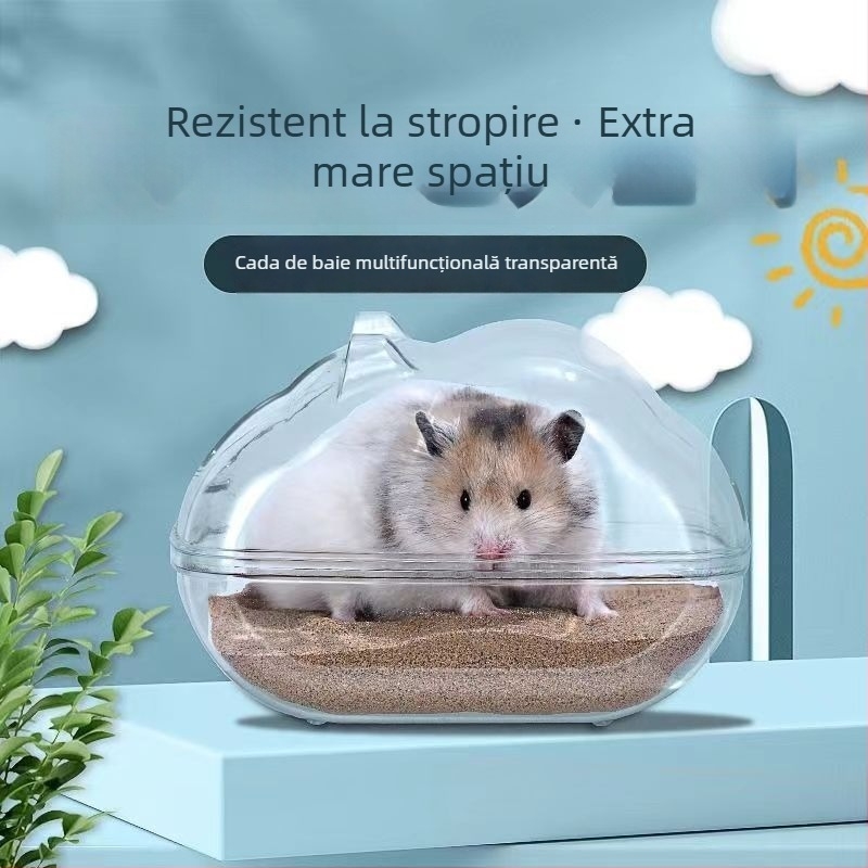 Vas de baie pentru hamster, cu design dual și accesoriu extern