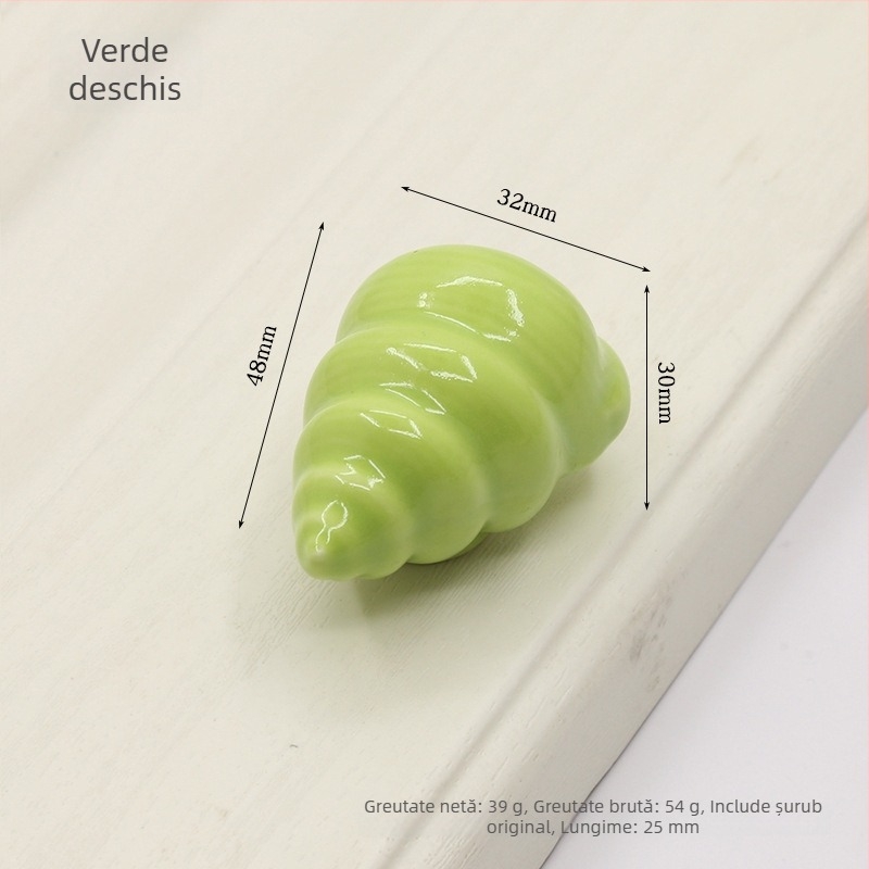 Mână de ușă de dulap în formă de cochilie | Materiale: ceramică și cupru | Formă sferică | Montaj ascuns | Turnare la presiune | Model 1362