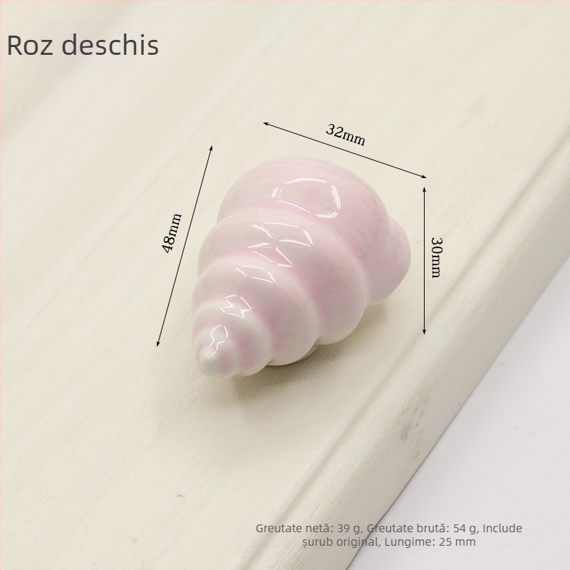 Mână de ușă de dulap în formă de cochilie | Materiale: ceramică și cupru | Formă sferică | Montaj ascuns | Turnare la presiune | Model 1362