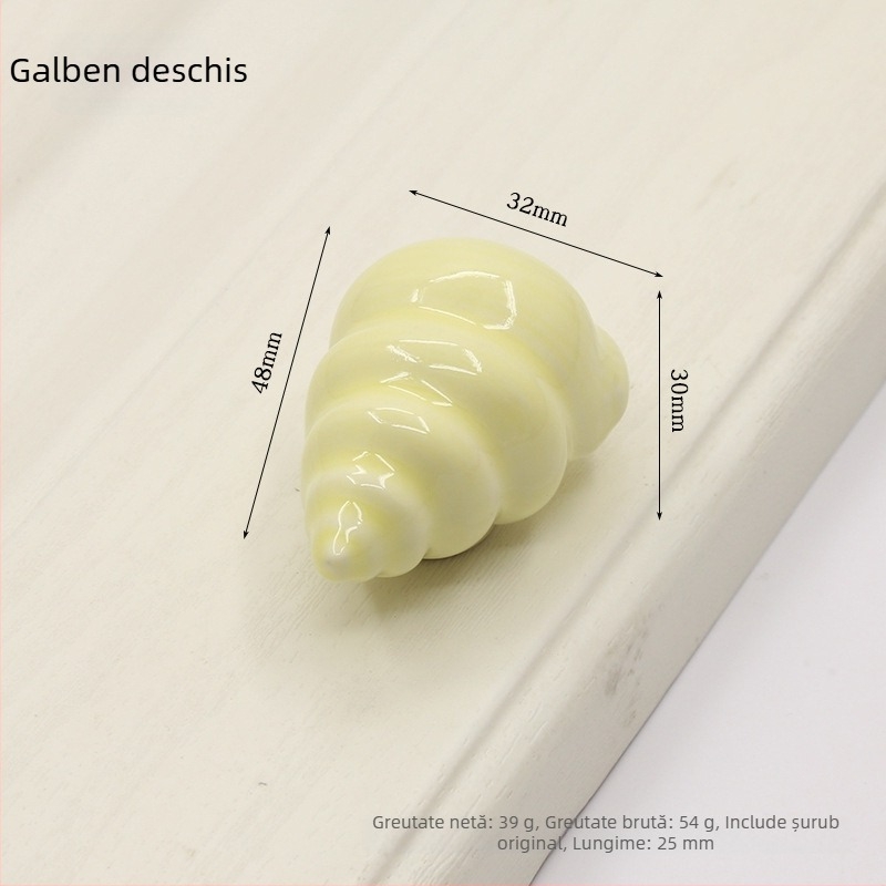 Mână de ușă de dulap în formă de cochilie | Materiale: ceramică și cupru | Formă sferică | Montaj ascuns | Turnare la presiune | Model 1362