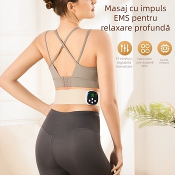 Bandă de masaj pentru talie încălzită, USB, terapie cu microcurenți, 3 trepte, control mecanic