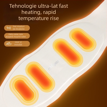 Bandă de masaj pentru talie încălzită, USB, terapie cu microcurenți, 3 trepte, control mecanic