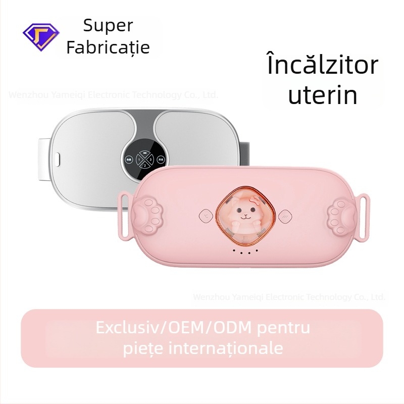 Masaj portabil talie și abdomen, alimentare USB, afișaj digital, încălzire uterină prin compresie caldă, vibrație, 3 viteze