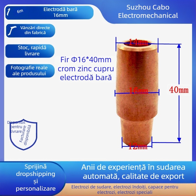 Cap de sudare prin puncte, cupru crom-zirconiu, model C18150, Temperatură de lucru 400°C, Curent de sudură 20000 A