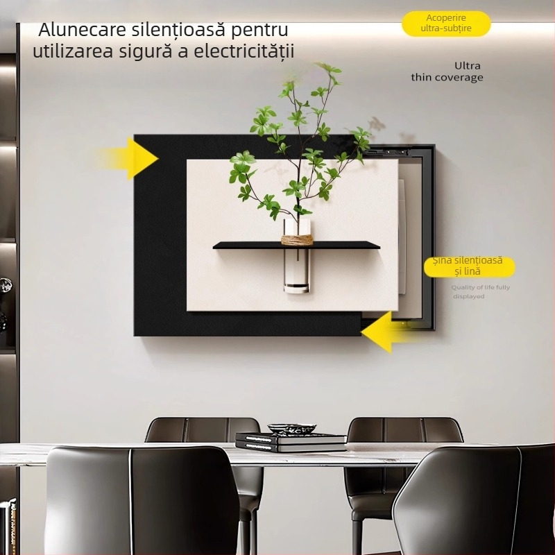 Tablou decorativ pentru acoperirea cutiei contorului electric, cu plantă hidroponică – pânză cristal, un singur panou, stil modern minimalist, potrivit pentru living și dining