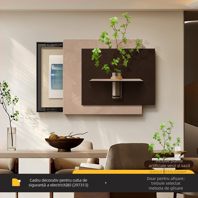 Tablou decorativ pentru acoperirea cutiei contorului electric, cu plantă hidroponică – pânză cristal, un singur panou, stil modern minimalist, potrivit pentru living și dining