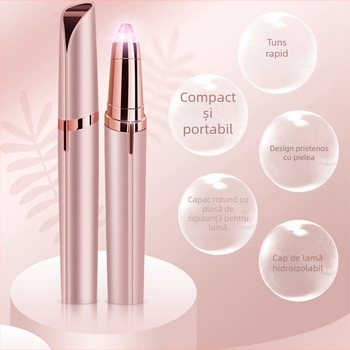 Trimmer electric pentru sprâncene, alimentat USB, portabil, fără spălare cu apă, greutate 40 g, mâner non-pliabil