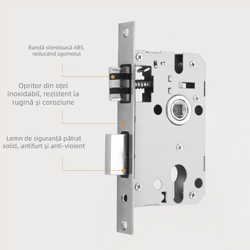 Încuietoare cu mâner pentru uși din lemn, corp din aluminiu aerospațial, design modern minimalist