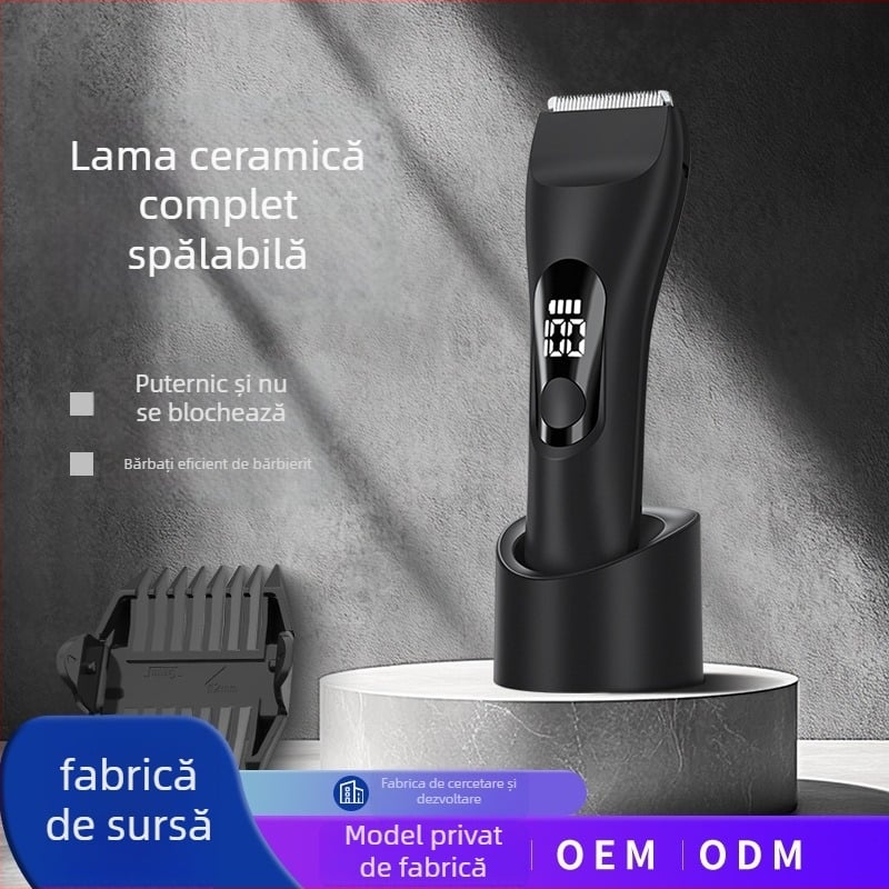 Trimmer fără fir pentru zone intime – impermeabil, motor fără perii, lame ceramice, baterie încorporată 500–800 mAh