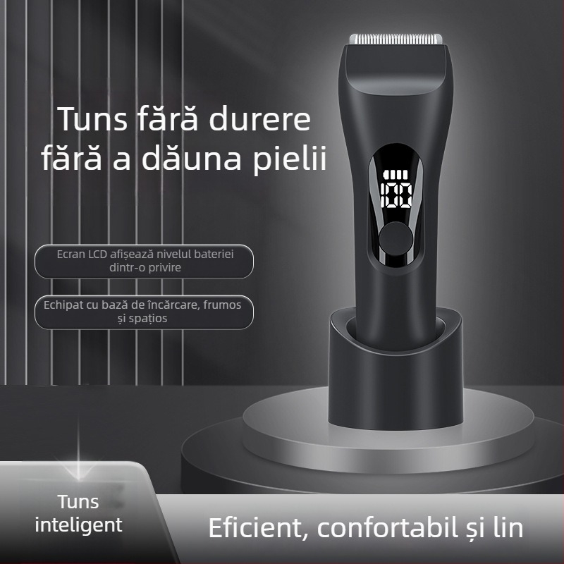Trimmer fără fir pentru zone intime – impermeabil, motor fără perii, lame ceramice, baterie încorporată 500–800 mAh