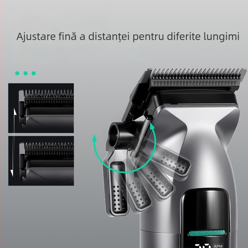 Mașină de tuns păr electrică, reglaj multiprecizie, rezistentă la apă, lamă din oțel inoxidabil, baterie încorporată 1200-2000 mAh