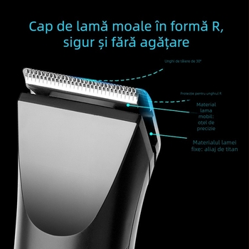 Aparat de ras electric cu cap rotativ cu 3 lame, motor brushless, baterie încorporată 500–800 mAh, autonomie peste 60 de minute, corp complet lavabil