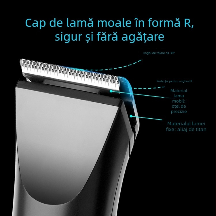 Aparat de ras electric cu cap rotativ cu 3 lame, motor brushless, baterie încorporată 500–800 mAh, autonomie peste 60 de minute, corp complet lavabil