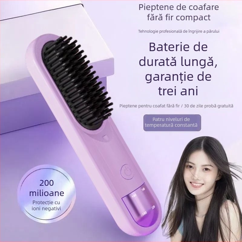 Fier de păr wireless, dual pentru netezire și ondulare, cu ioni negativi, anti-arși, reîncărcabil, controlul temperaturii în 4 niveluri