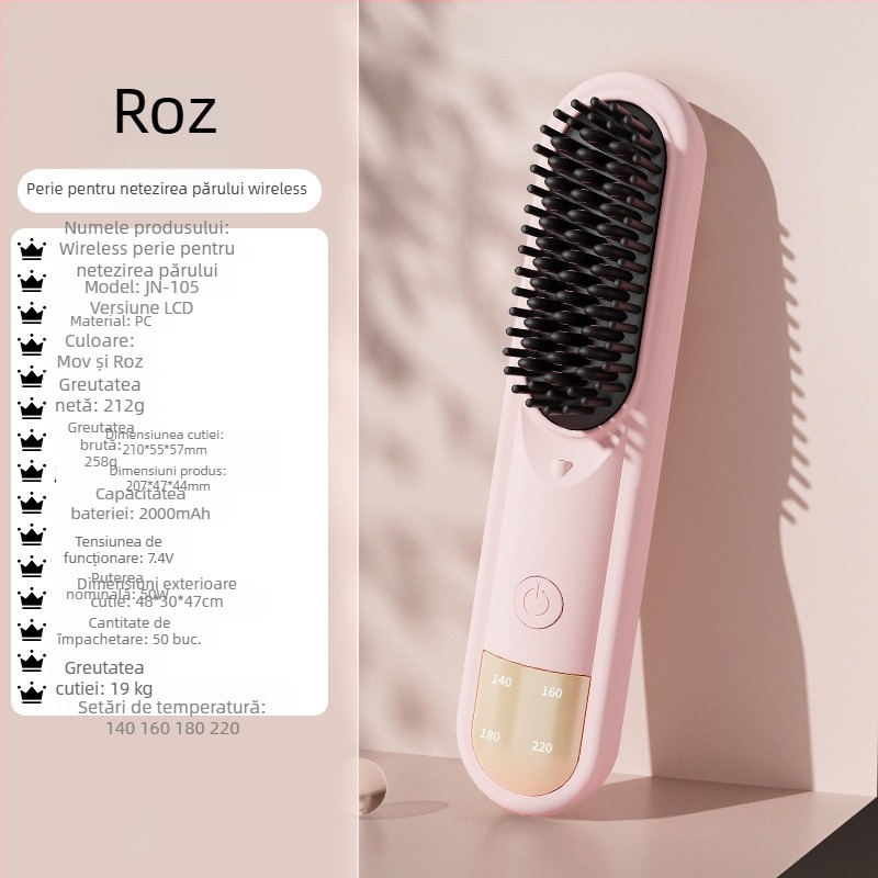 Fier de păr wireless, dual pentru netezire și ondulare, cu ioni negativi, anti-arși, reîncărcabil, controlul temperaturii în 4 niveluri