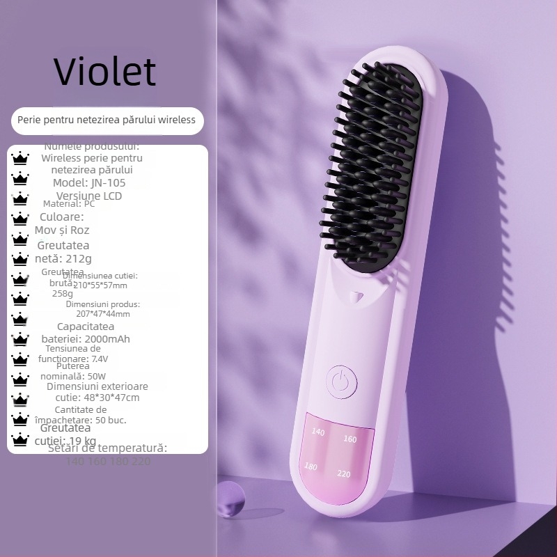 Fier de păr wireless, dual pentru netezire și ondulare, cu ioni negativi, anti-arși, reîncărcabil, controlul temperaturii în 4 niveluri